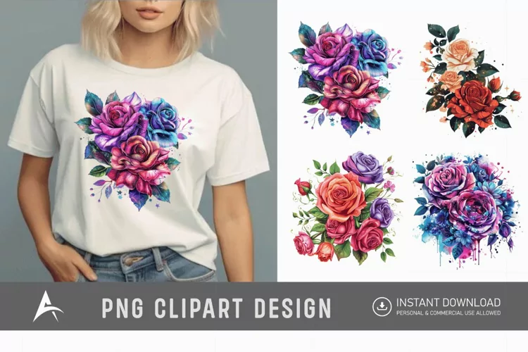 Bouquet Cosmic Rose Flowers Clipart