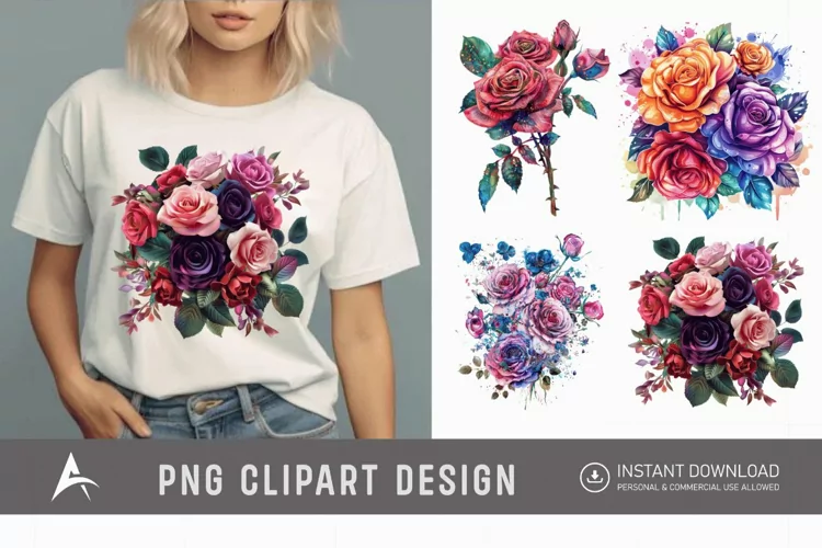 Bouquet Cosmic Rose Flowers Clipart