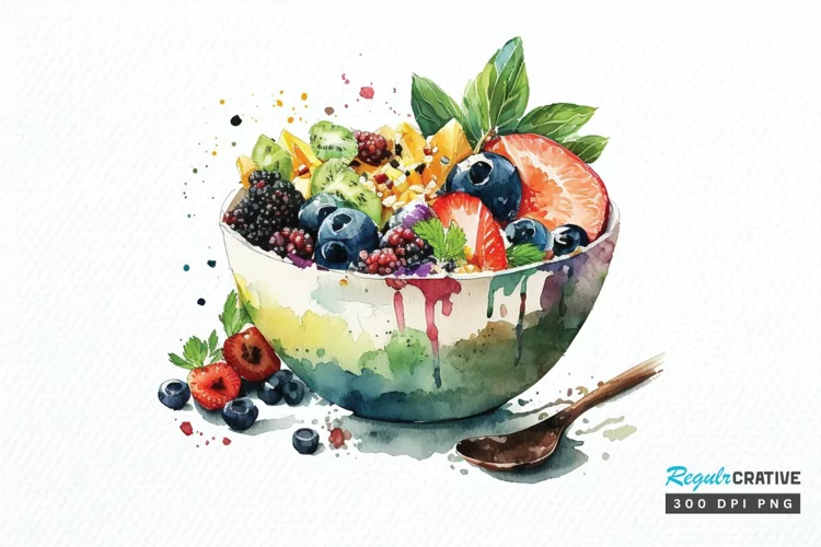 Watercolor Bowl Healthy PNG Clipart