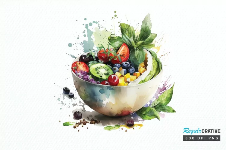 Watercolor Bowl Healthy PNG Clipart