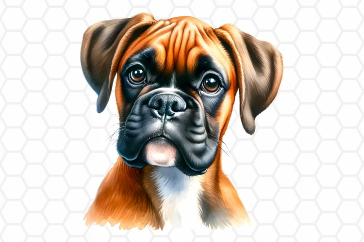 Watercolor Boxer Clipart, Dog Sublimation PNG