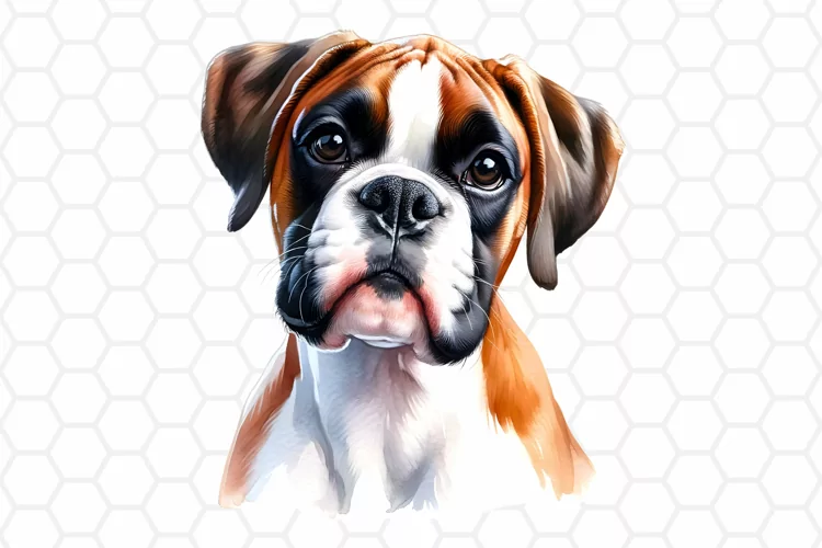 Watercolor Boxer Clipart, Dog Sublimation PNG
