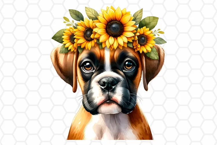 Watercolor Boxer Clipart, Sublimation PNG Design