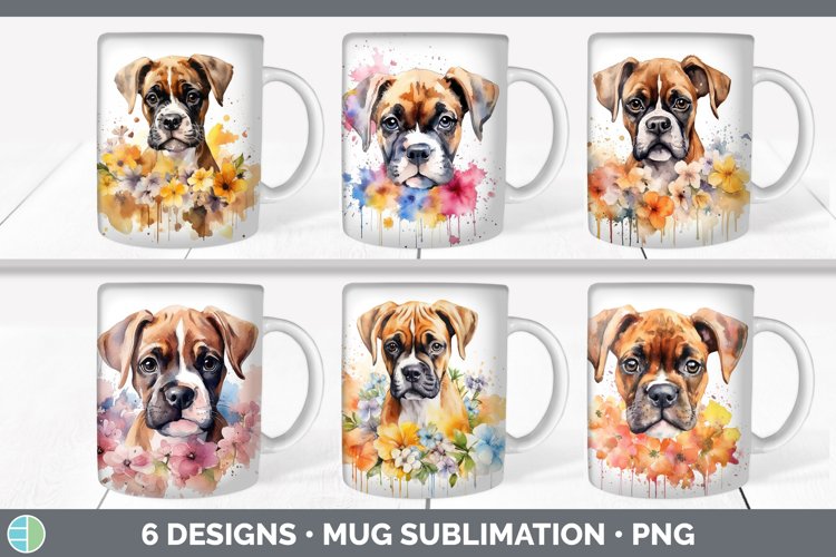 Bundle of six Wild Flowers Boxers Mug Wrap designs.