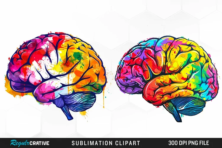 Watercolor Brain Graphic Clipart