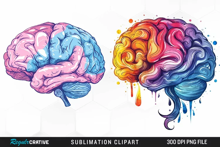 Watercolor Brain Graphic Clipart