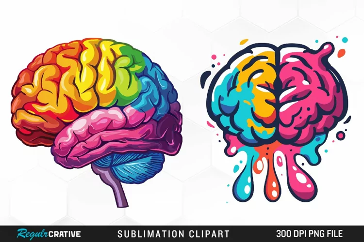 Watercolor Brain Graphic Clipart