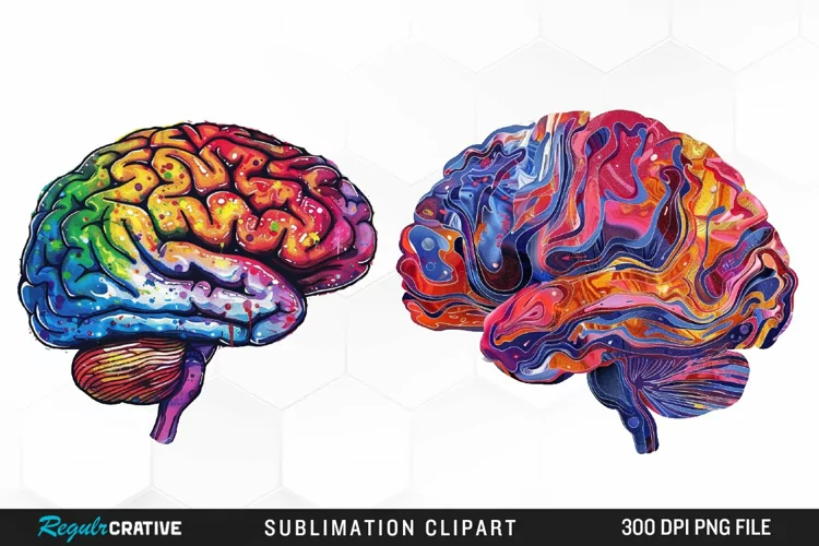 Watercolor Brain Graphic Clipart