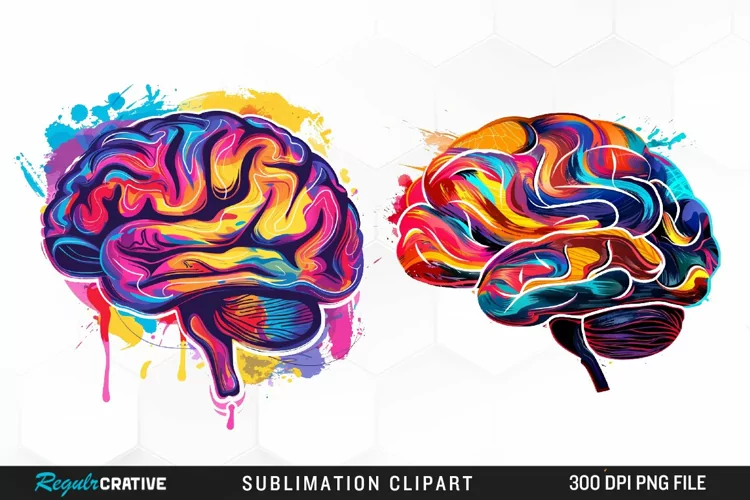 Watercolor Brain Graphic Clipart