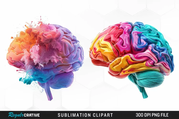 Watercolor Brain Graphic Clipart
