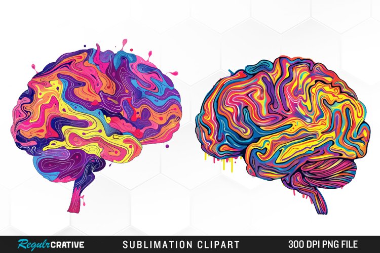 Watercolor Brain Exquisite Clipart example image 1