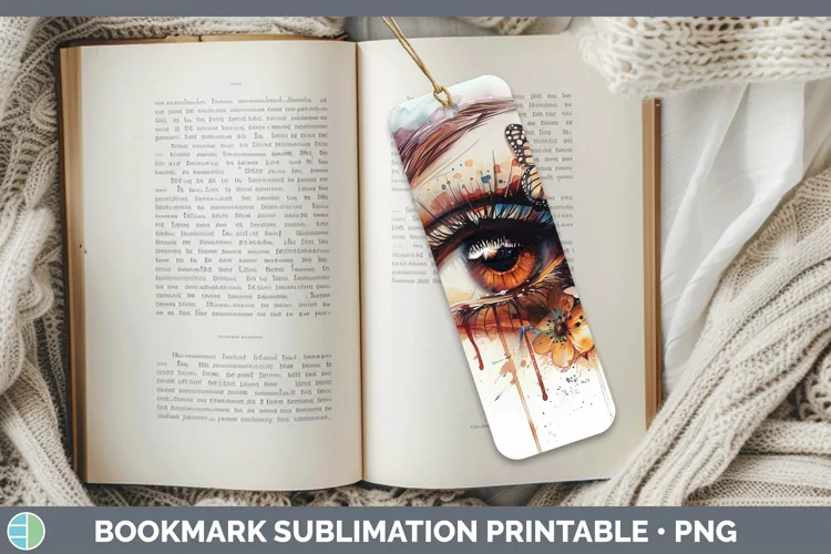 Watercolor Brown Eye Bookmark Sublimation Printable Designs