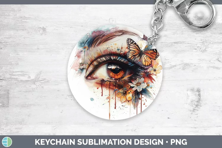 Watercolor Brown Eye Keychain Sublimation Keyring Designs