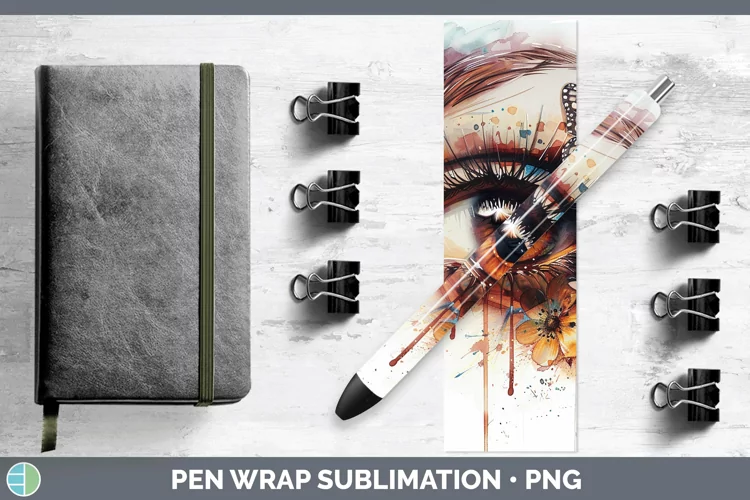 Watercolor Brown Eye Pen Wrap Sublimation Epoxy Pen Designs