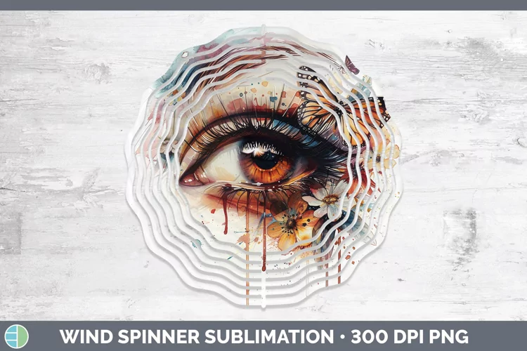 Watercolor Brown Eye Wind Spinner Sublimation Spinner Design