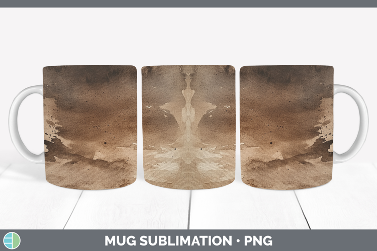 Watercolor Brown Mug Wrap Sublimation Coffee Cup Designs