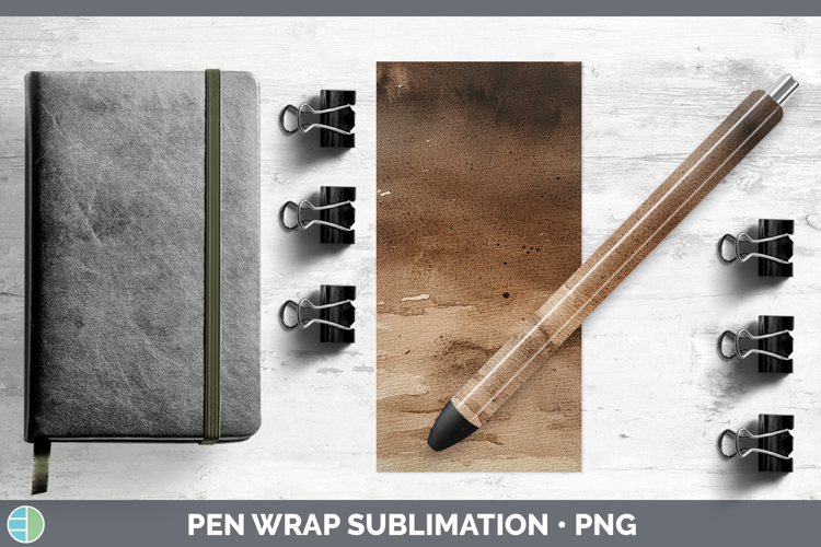 Watercolor Brown Pen Wrap Sublimation Pen Designs