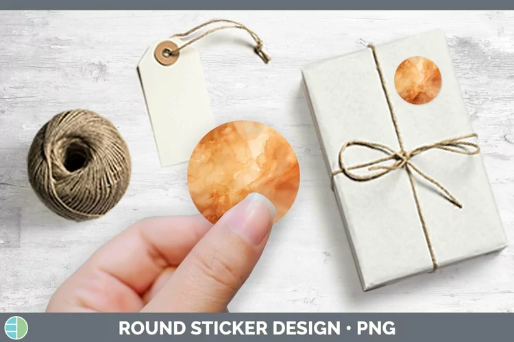 Watercolor Brown Stickers | Round Labels Designs