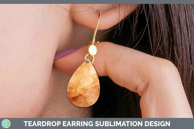 Watercolor Brown Teardrop Earrings Sublimation Earrings Desi