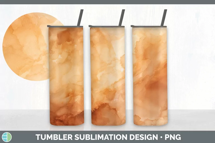 Watercolor Brown Tumbler Sublimation 20 oz Skinny Tumbler De