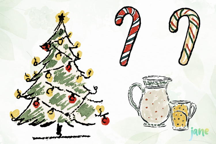 Watercolor Brush Doodle Christmas