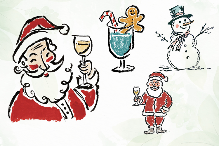 Watercolor Brush Doodle Christmas