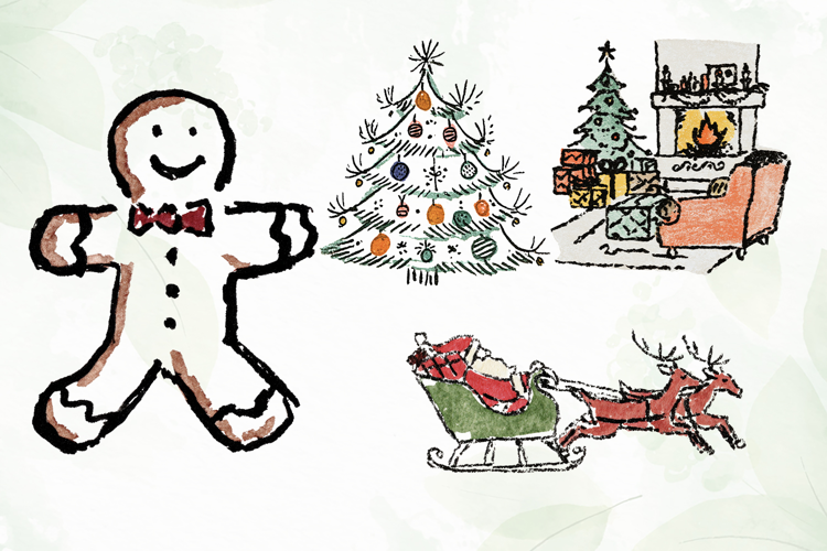 Watercolor Brush Doodle Christmas
