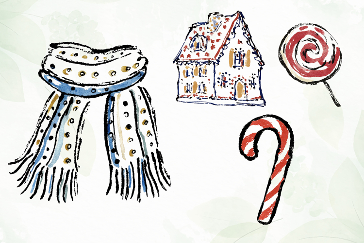 Watercolor Brush Doodle Christmas