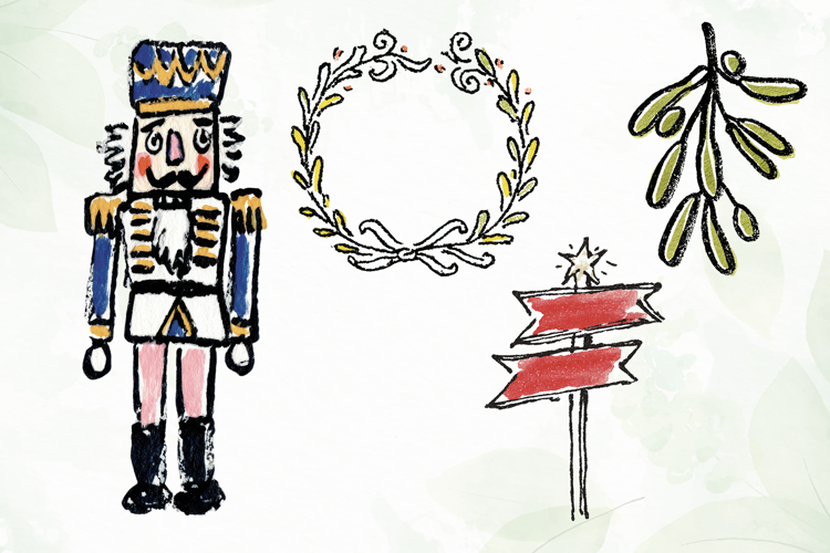 Watercolor Brush Doodle Christmas