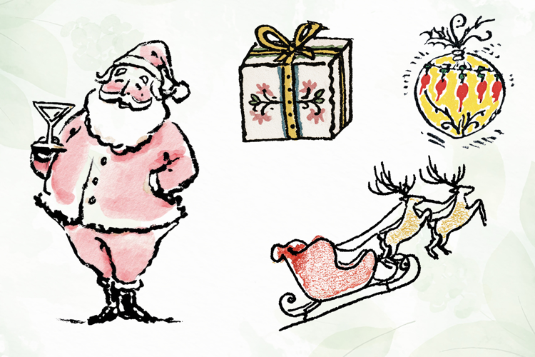 Watercolor Brush Doodle Christmas