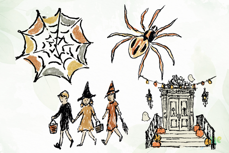 Watercolor Brush Doodle Halloween