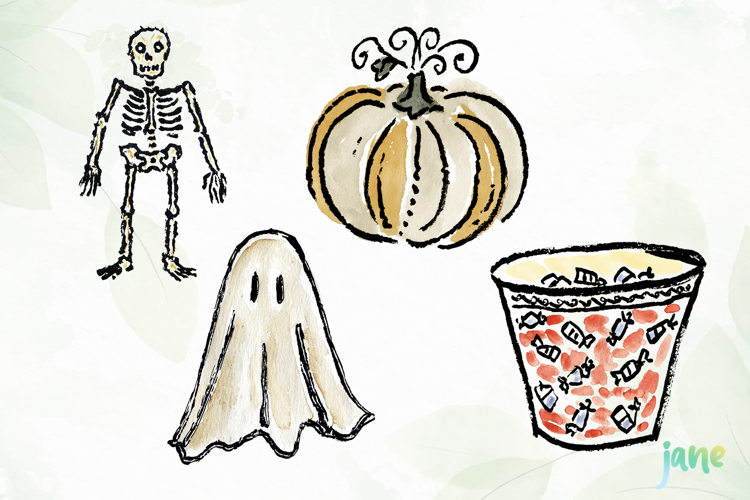 Watercolor Brush Doodle Halloween