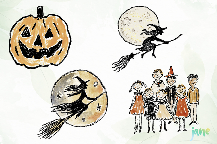 Watercolor Brush Doodle Halloween