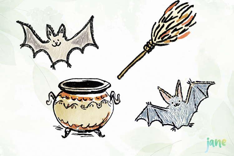 Watercolor Brush Doodle Halloween