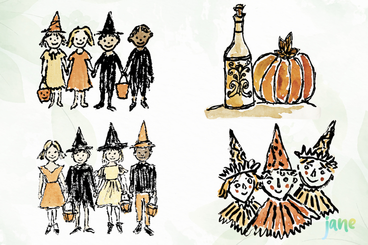 Watercolor Brush Doodle Halloween