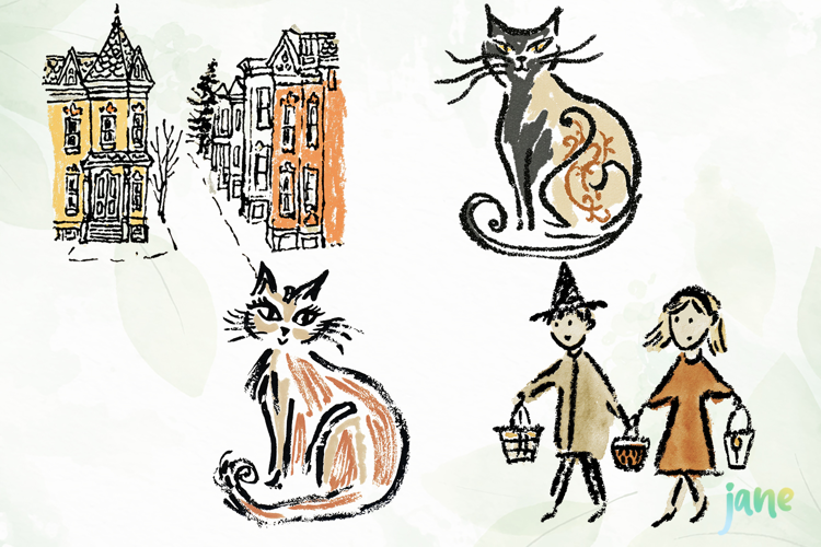 Watercolor Brush Doodle Halloween