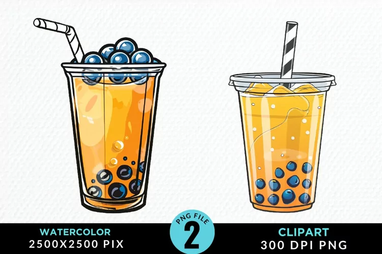 Watercolor Bubble Tea Exquisite Clipart