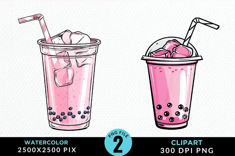 Watercolor Bubble Tea Exquisite Clipart