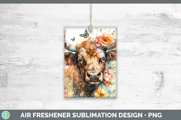 Watercolor Bull Air Freshener Sublimation Car Freshener Desi