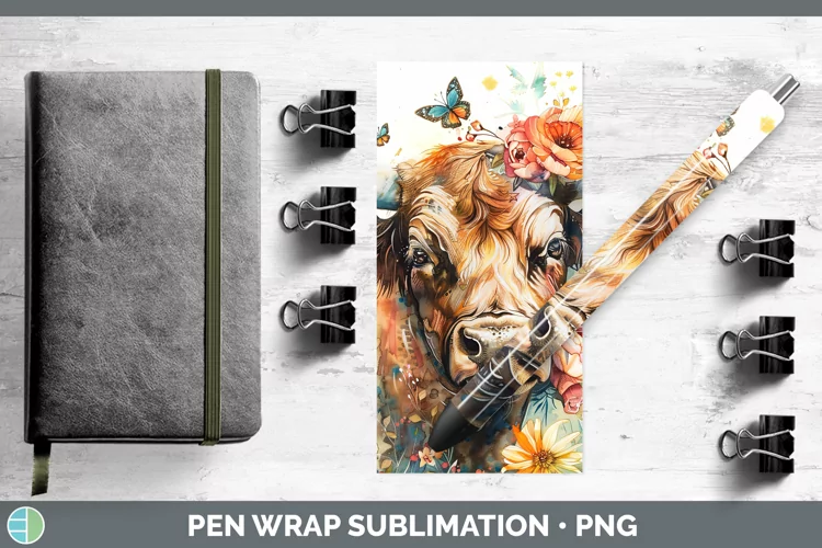 Watercolor Bull Pen Wrap Sublimation Epoxy Pen Designs