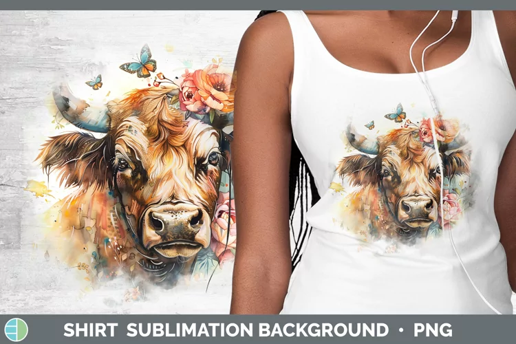 Watercolor Bull Shirt Sublimation Sublimation Background Des