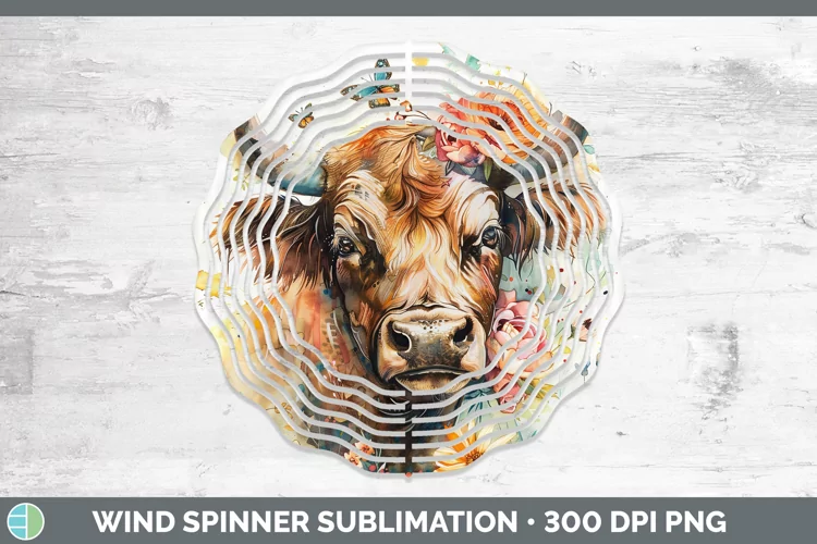 Watercolor Bull Wind Spinner Sublimation Spinner Designs