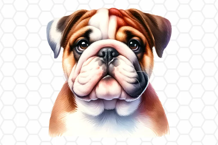 Watercolor Bulldog Clipart, Dog Sublimation PNG