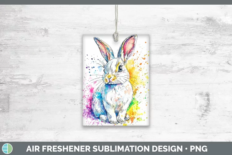 Watercolor Bunny Air Freshener Sublimation Car Freshener Des