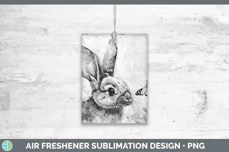 Watercolor Bunny Air Freshener Sublimation Car Freshener Des