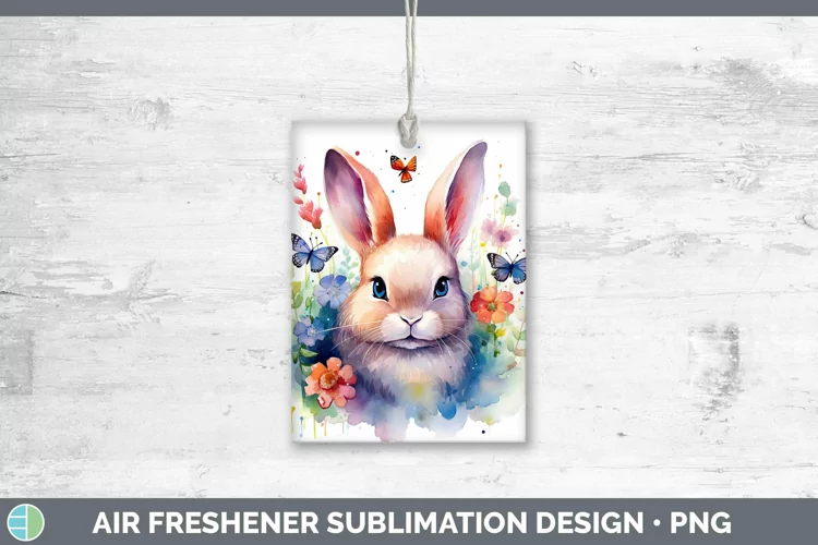 Watercolor Bunny Air Freshener | Sublimation Car Freshener D