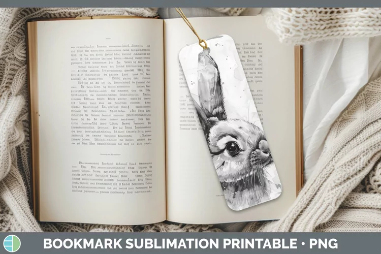 Watercolor Bunny Bookmark Sublimation Printable Designs