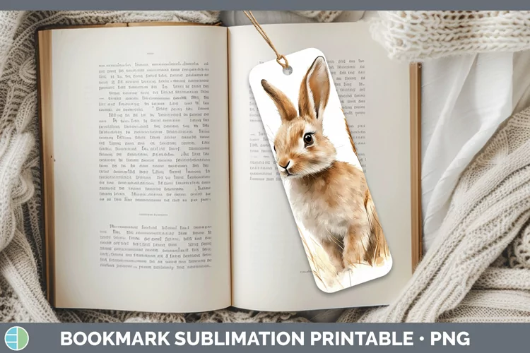Watercolor Bunny Bookmark Sublimation Printable Designs