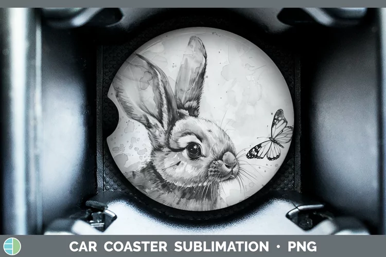 Watercolor Bunny Car Coaster Sublimation Coaster Designs