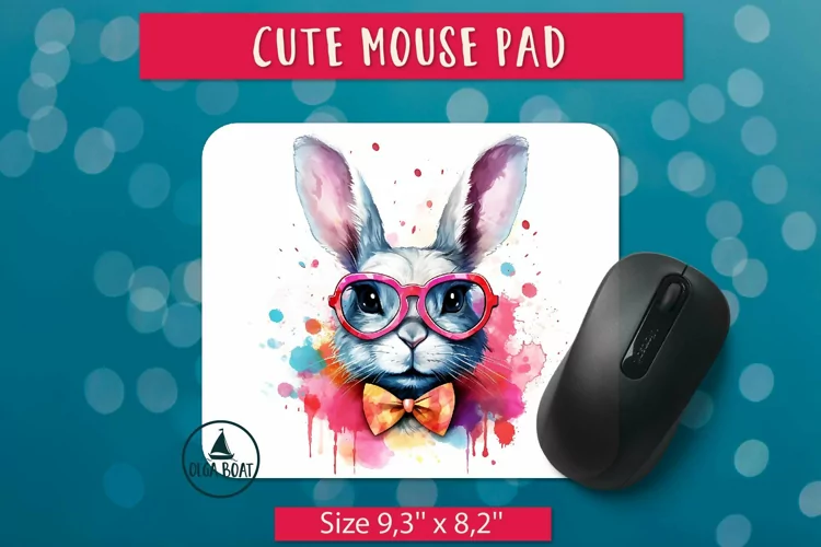 Watercolor bunny face | Mouse pad sublimation design